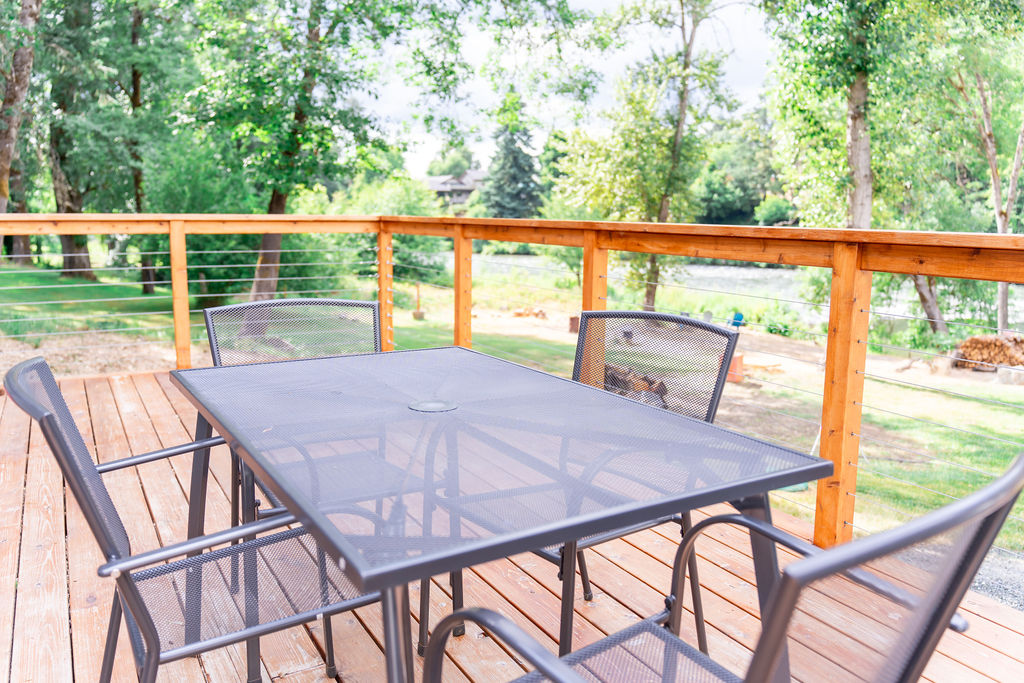Cabin 1 private deck on the Rogue River